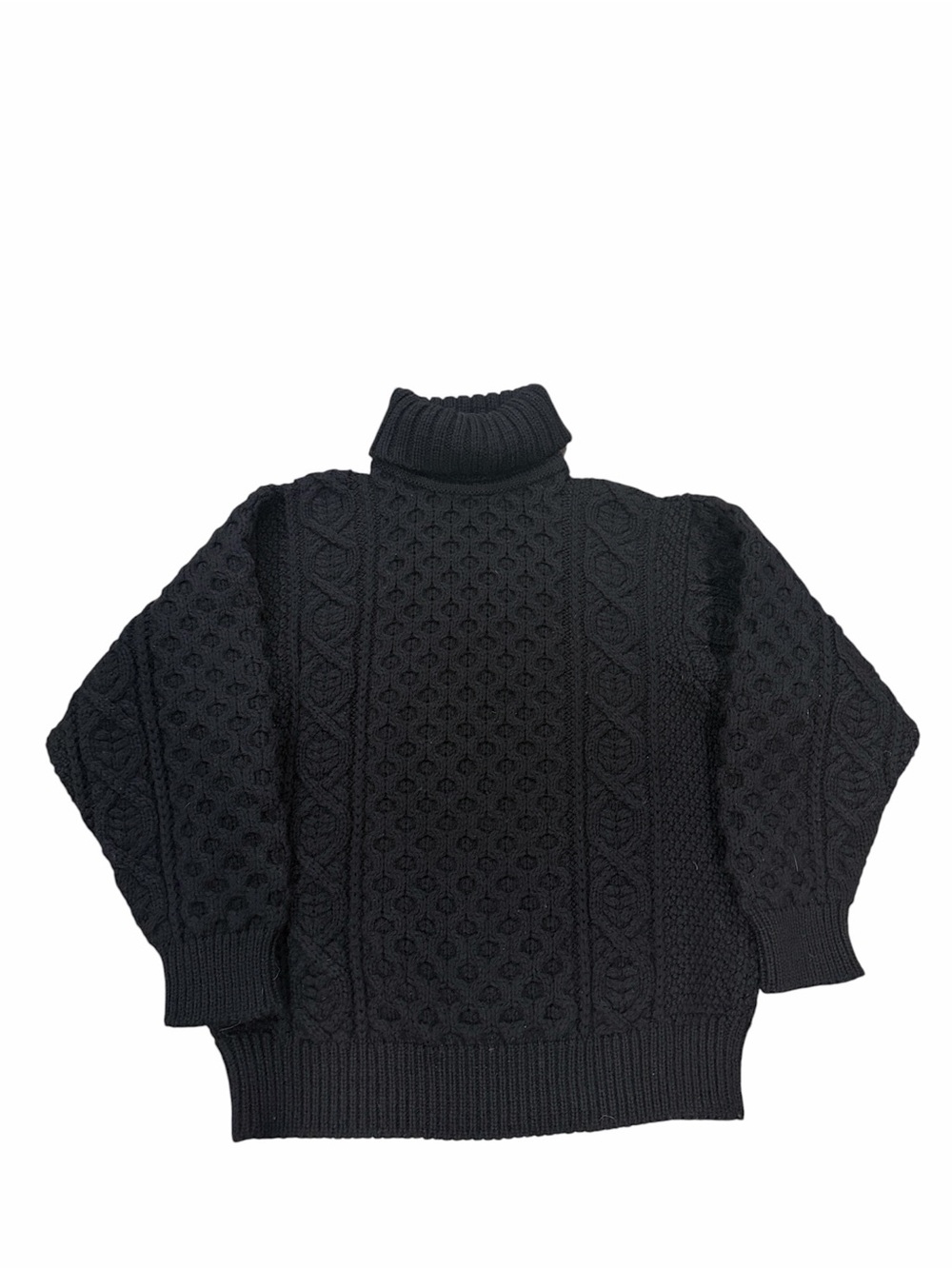Bonner of Ireland black fishermen style wool turtleneck sweater small